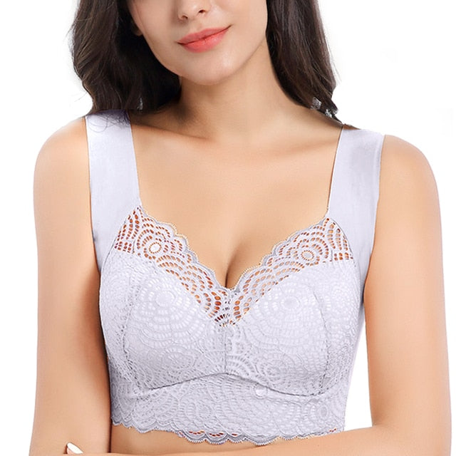 Wire Free Lace Bras for Women Plus Size Vest Lingerie