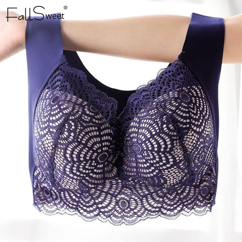 Wire Free Lace Bras for Women Plus Size Vest Lingerie